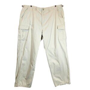 Cabela's Cargo Pants Mens 42 Tan Khakis Button Pocket Flaps Gorpcore Hiking Work